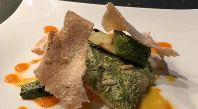 Rombo alle erbe con polenta e peperoni di Daniele Arri Rombo alle erbe con polenta e peperoni