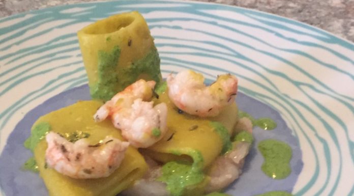 Paccheri con crema di fave alla curcuma