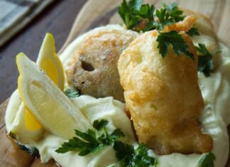 baccalà fritto con skordalià