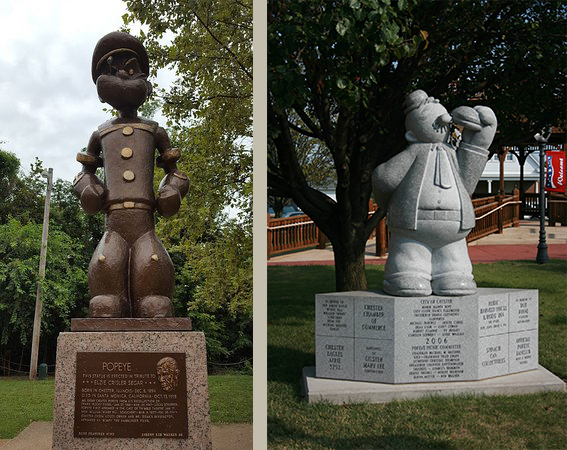 Popeye e Poldo - Statue - Chester- Illinois