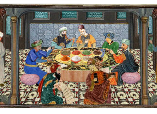 Le Banquet du Calife Mustakfi. Ricostruzione immaginaria di Fabrizio Mangoni.